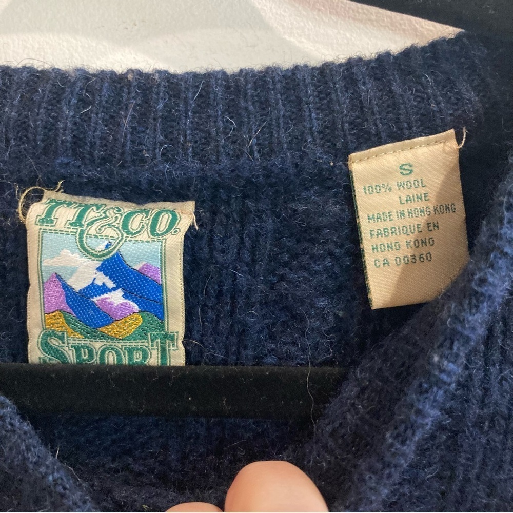 TT & CO SPORT Sz S Oversized 100% Wool Nordic Cable Fisherman Vibe Sweater - Picture 5 of 9